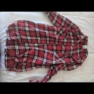 Red Plaid Button-Up Shirt